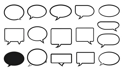 Fototapeta premium Collection of speech bubbles, dialogue clouds, and message box templates