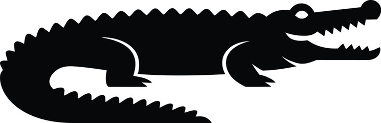 Black crocodile silhouette alligator reptile