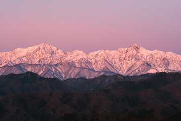 五竜岳　鹿島槍ヶ岳　北アルプス　モルゲンロート