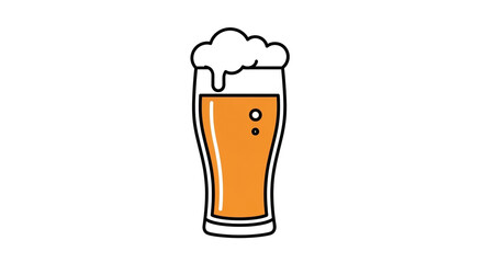 Illustration of a glass of beer with foam isolated on white background, perfect for menu design, bar promotions, or festive event announcements