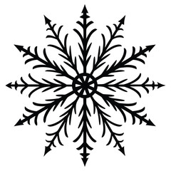 A black silhouette of an ice crystal design
