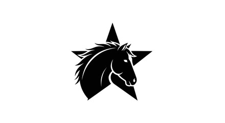 Elegant black horse head silhouette against a star emblem creating powerful brand identity © Anisah