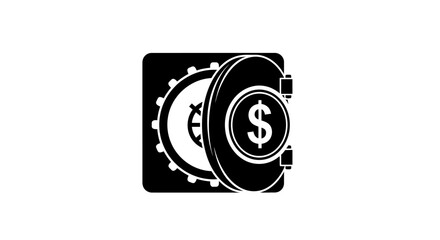 Secure financial technology icon representing investment and wealth protection using a safe