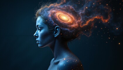 Naklejka premium Cosmic Dreams Within Her Mind