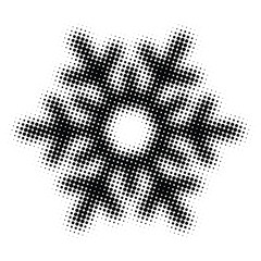 Isolated snowflake, halftone dots, fading dot effect, winter background design, vector illustration