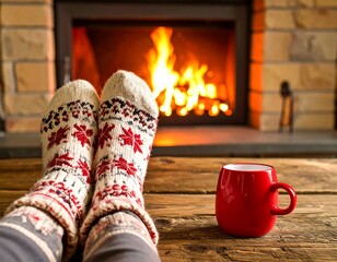 Cozy fireplace scene