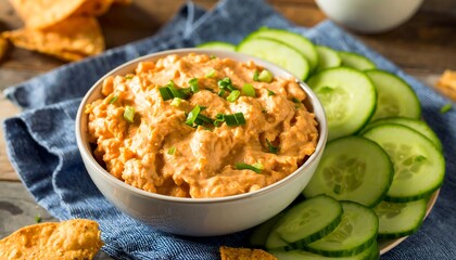 Creamy Orange Dip with Cucumbers and Chips