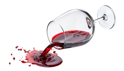 Spilled red wine splash in glass studio photography dramatic action shot