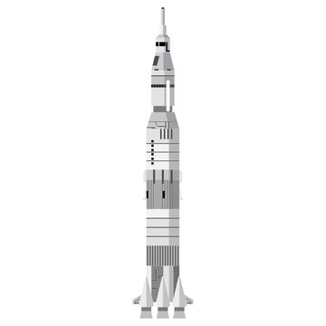 Single space rocket illustration isolated white background