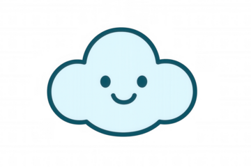 Cute smiling cloud illustration representing happy weather forecast and positive mood with transparent background