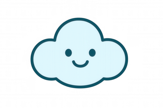 Cute smiling cloud illustration representing happy weather forecast and positive mood with transparent background
