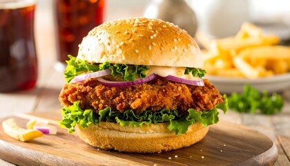 Crispy Fried Chicken Sandwich on a Sesame Seed Bun