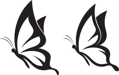 Fototapeta premium Vector art of two butterfly silhouette, a beautiful and delicate design element