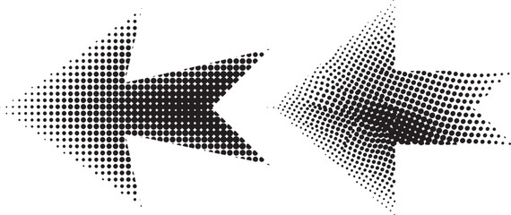 Vector art of halftone arrows pointing in opposite directions, a simple graphic element