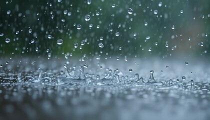 rain drops splash on the water surface