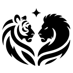 Tiger and lion silhouette vector design