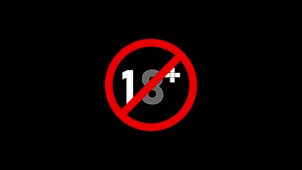 18 plus symbol with red prohibition sign on a black background eighteen adult