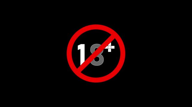 18 plus symbol with red prohibition sign on a black background eighteen adult