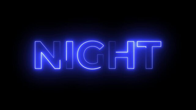 blue glowing night neon text word with fading opacity flickering animation loop.