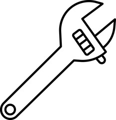 Black wrench icon - outline