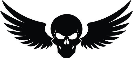 Fototapeta premium Black skull with wings vector illustration isolated on white background perfect for tattoo design or graphic element