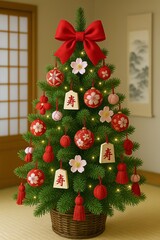 和柄オーナメントのクリスマスツリー