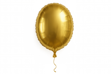 Gold oval foil balloon floating, celebrating happy birthday anniversary party event promotion