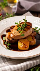 Roasted fish and potatoes with glaze