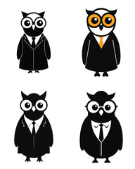 Fototapeta premium Business Owl Characters in Suits - Professionalism and Corporate Style