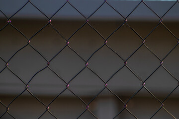 Fototapeta premium Close-up of a wire fence in Brazil. Abstract image suitable for illustrating borders, security, or restriction concepts.
