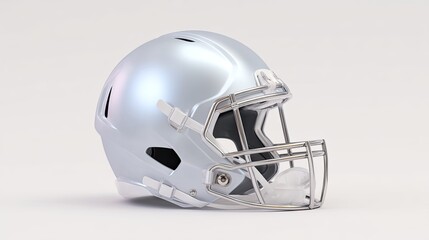 Fototapeta premium Silver American Football Helmet with Face Mask on a Neutral Background for Sports and Team Themes