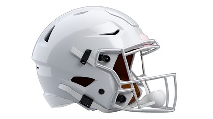 Fototapeta premium Modern White Football Helmet with Facemask for Sports Protection and Safety Gear