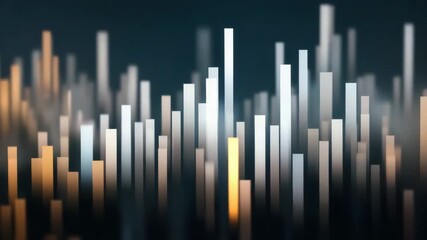 Abstract digital bars glowing with orange and white light create dynamic futuristic cityscape and sound wave effects, showcasing advanced technology and vibrant energy dark background for immersive - Powered by Adobe