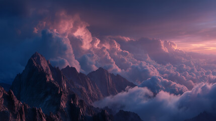 dramatic clouds racing across mountain peaks