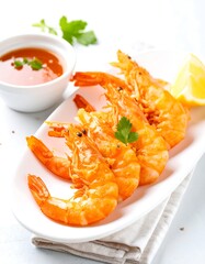 Roasted shrimp with spicy sauce