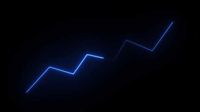 Blue Neon Zigzag Line Graph on Black Background abstract bright