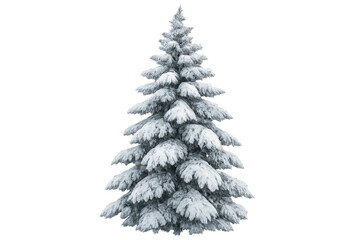 Fototapeta premium Winter fir tree covered in snow on transparent background