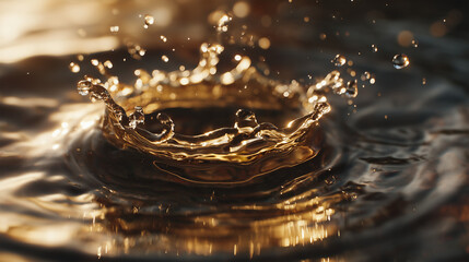 splashing water droplets in sunlight