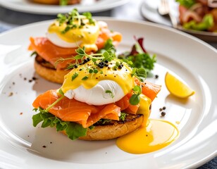 Two Eggs Benedict with smoked salmon