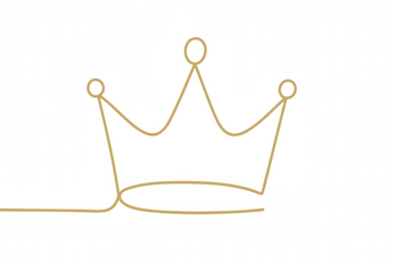 Crown one continuous line drawing, symbol of royalty power leadership authority and success, transparent background