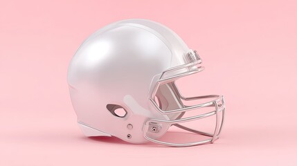 Fototapeta premium Glossy White Football Helmet on Pink Background for Sports and Athletic Themes or Design Projects