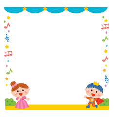 お遊戯会で劇をしている子どもたちのフレーム