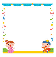 お遊戯会で劇をしている子どもたちのフレーム