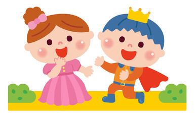 お遊戯会で劇をしている子どもたちのイラスト