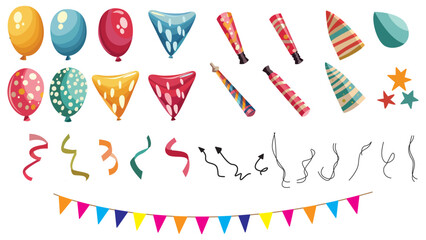 Collection of new year style vector illustrations on transparent background eps 10