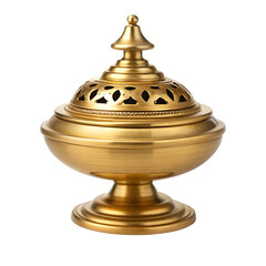 Antique Brass Incense Burner with Leaf Patterned Lid and Base censer oud burner