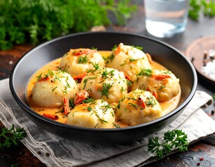 Dumplings in creamy sauce