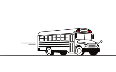 Classic school bus driving down the road, ready to transport students safely home