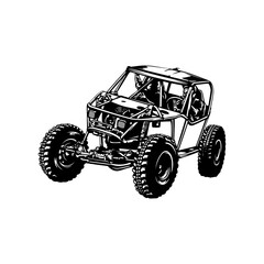 isolated black outline of Off road vehicle with a white background