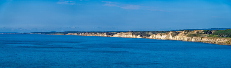 Scenic Panorama of Majestic Cliffs and Ocean in Shosanbetsu, Northern Hokkaido, Japan